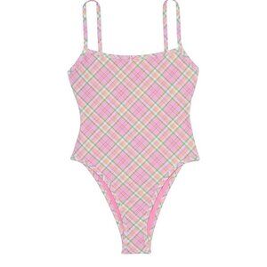 Frankies Bikinis x PINK Victoria's Secret Multicolor Pink Plaid One-piece Swim
